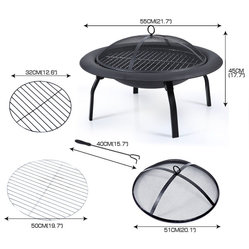 22" Outdoor Fire Pit BBQ Grill Fireplace Small-1942353057358680066