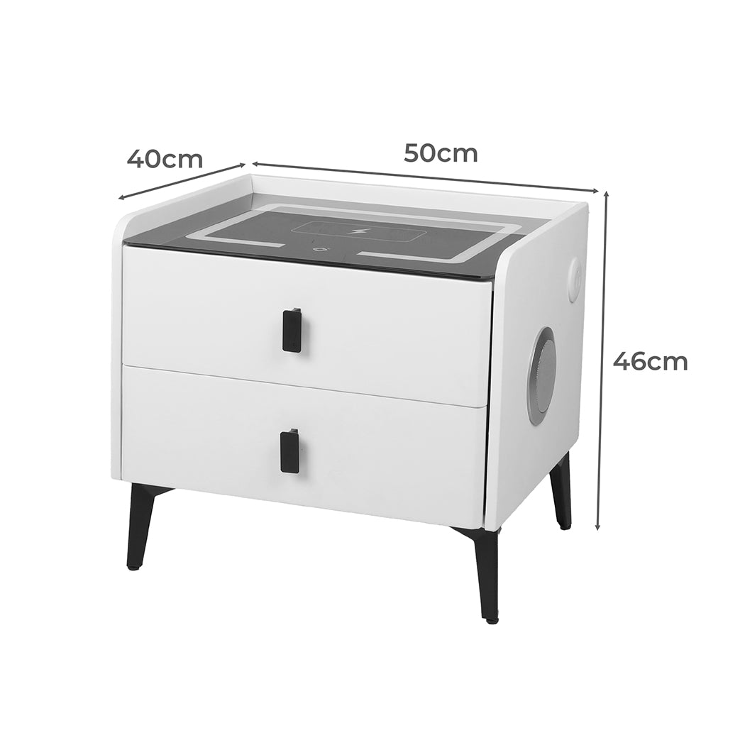 Levede Bedside Table LED Lights Drawers Storage-1910112205802704898