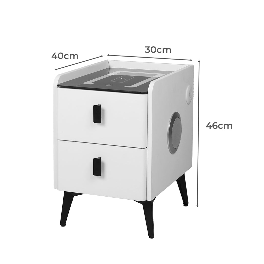 Levede Bedside Table LED Lights Drawers Storage-1937319786799304706