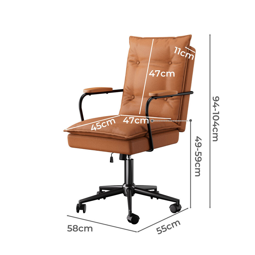 LEVEDE Ergonomic Office Chair Computer PU Brown-1937319820617977858