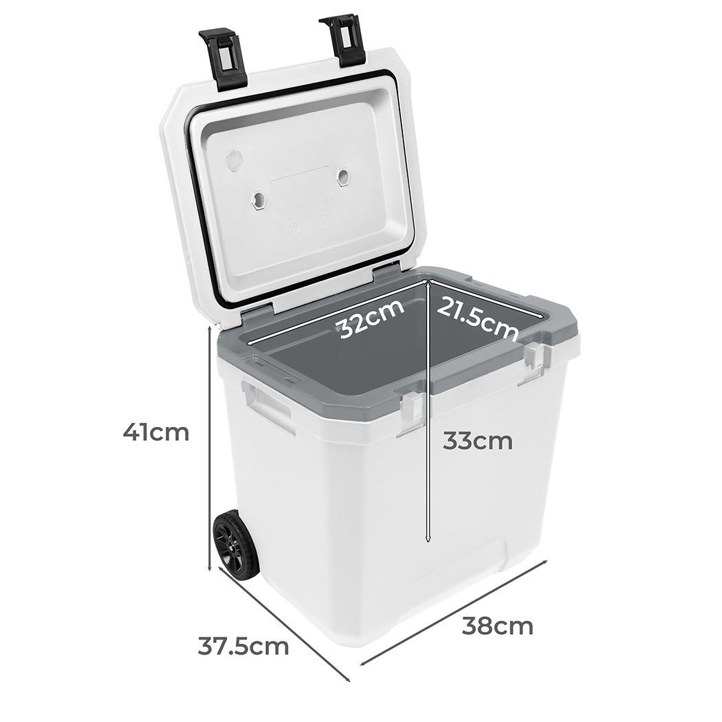 Mountview Cooler Ice Box 27L/43L Portable Chest Trolly For Camping BBQ Picnic-1942353629411414018