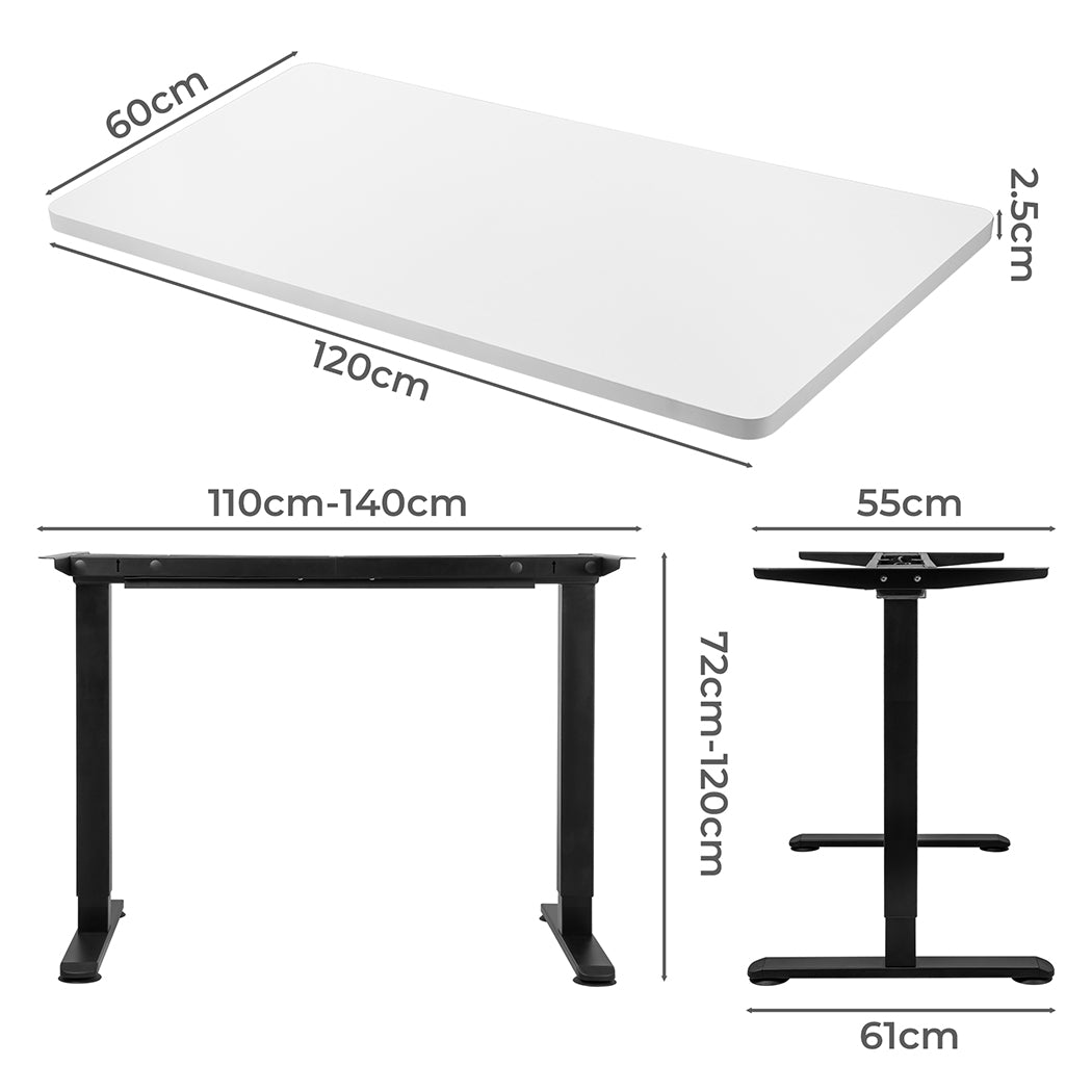 Levede Motorised Standing Desk Adjustable 120cm White 800x 1.5MM-1910112990800252930