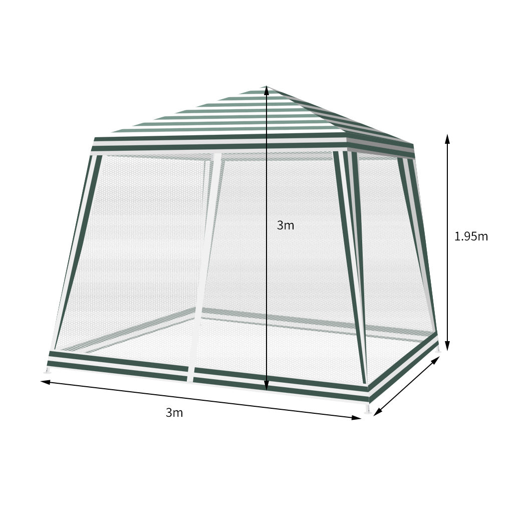 Mountview Gazebo Marquee 3x3m Mesh Side-1942352868027797506