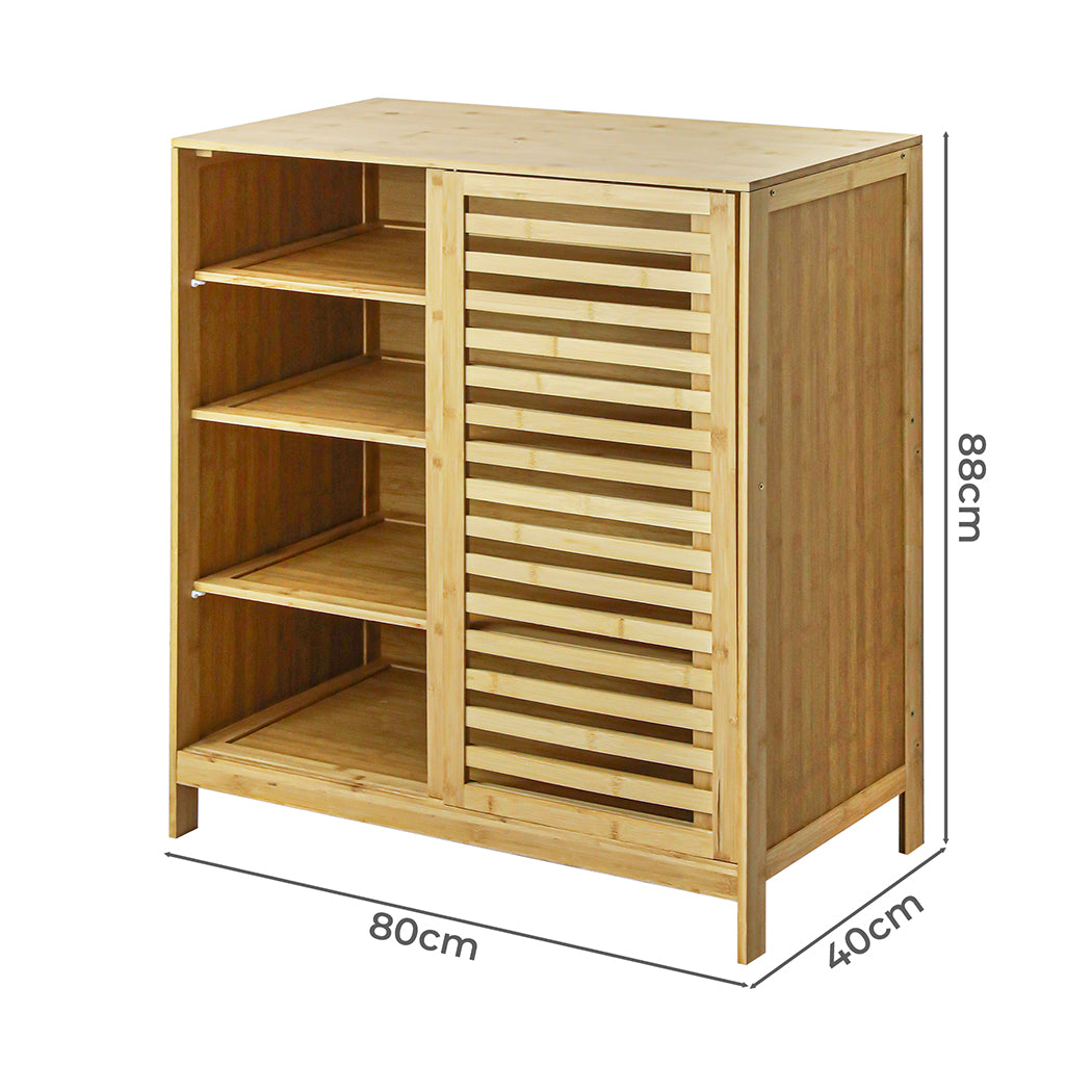 Levede Bamboo Storage Cabinet Freestanding Natural-1942353619819040770