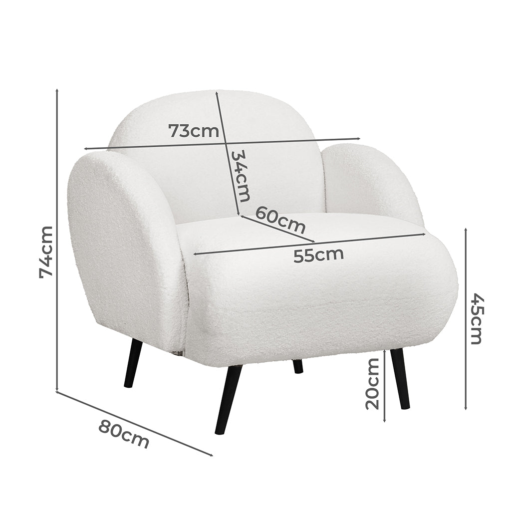 Levede Sofa Chair Fleece Upholstered Single White-1937319787176792066