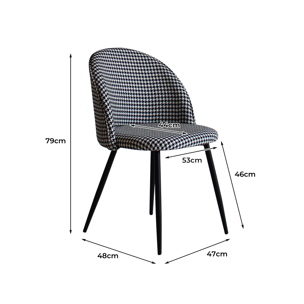 Levede 2x Dining Chairs Kitchen Cafe Black and White-1910113282824474626