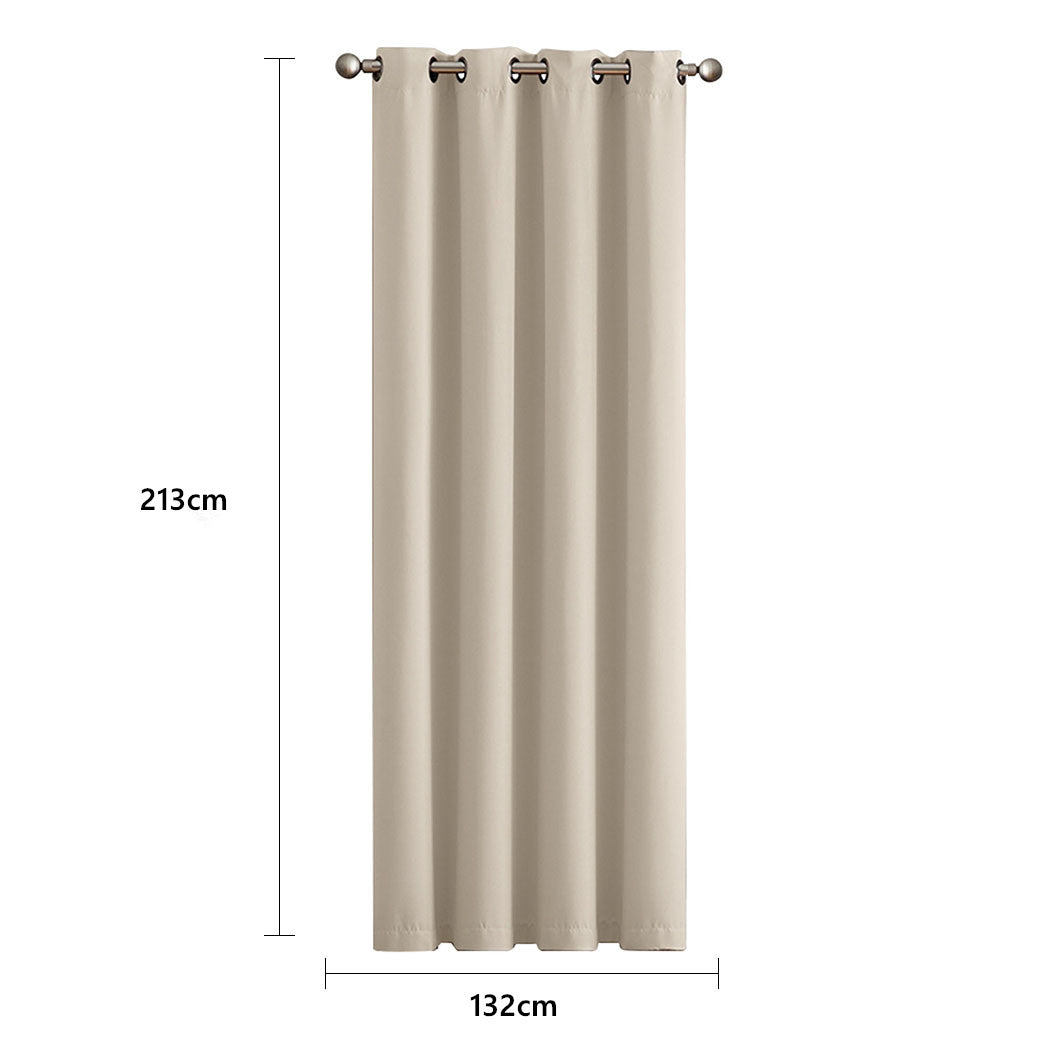 2x Blockout Curtains Panels 3 Layers Beige CD1003-132X213-GR-1942353378084524034