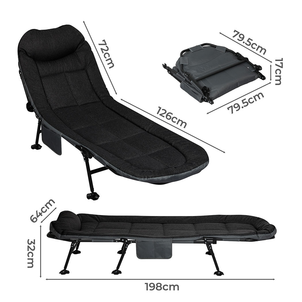 Levede Folding Camping Bed Camp Cots Black-1937319799562571778