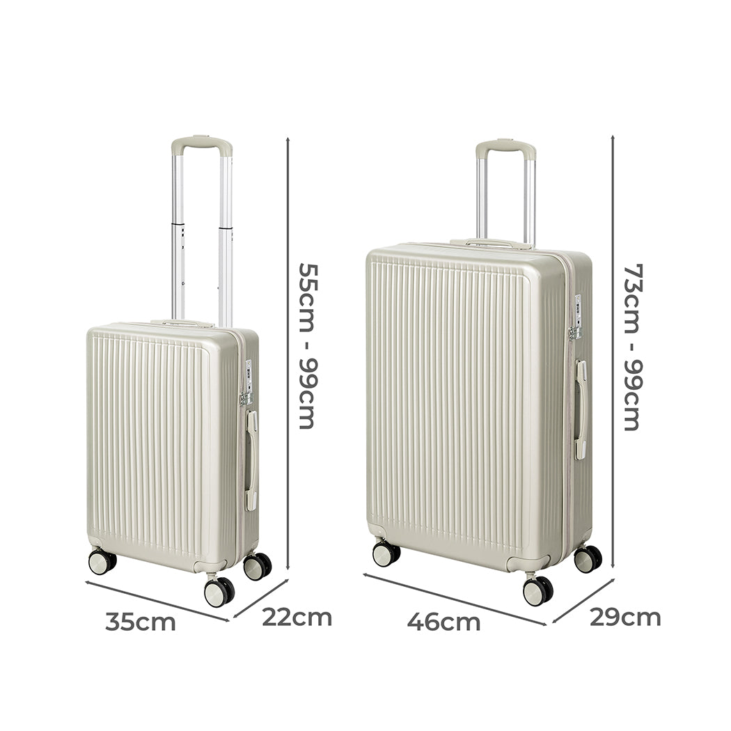 Slimbridge Luggage Suitcase Trolley White 2pc 20"+28"-1942352948071895042