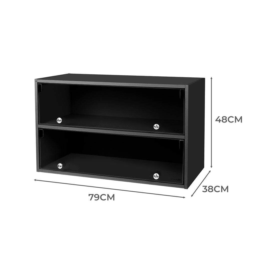 Stacked Shoes Storage Cabinet LED Sneaker Black-1942352807789203458