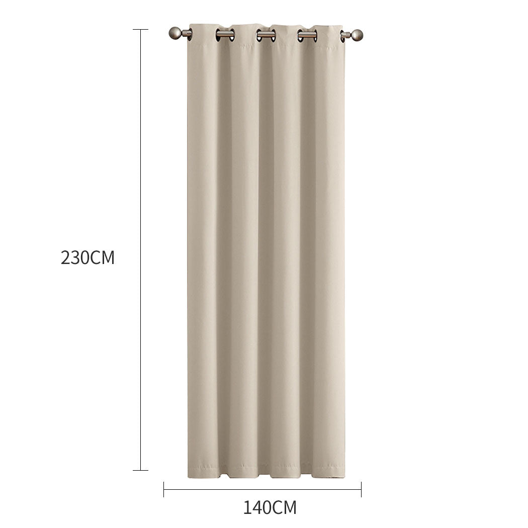 2x Blockout Curtains Panels 3 Layers Beige-1942353379535753218