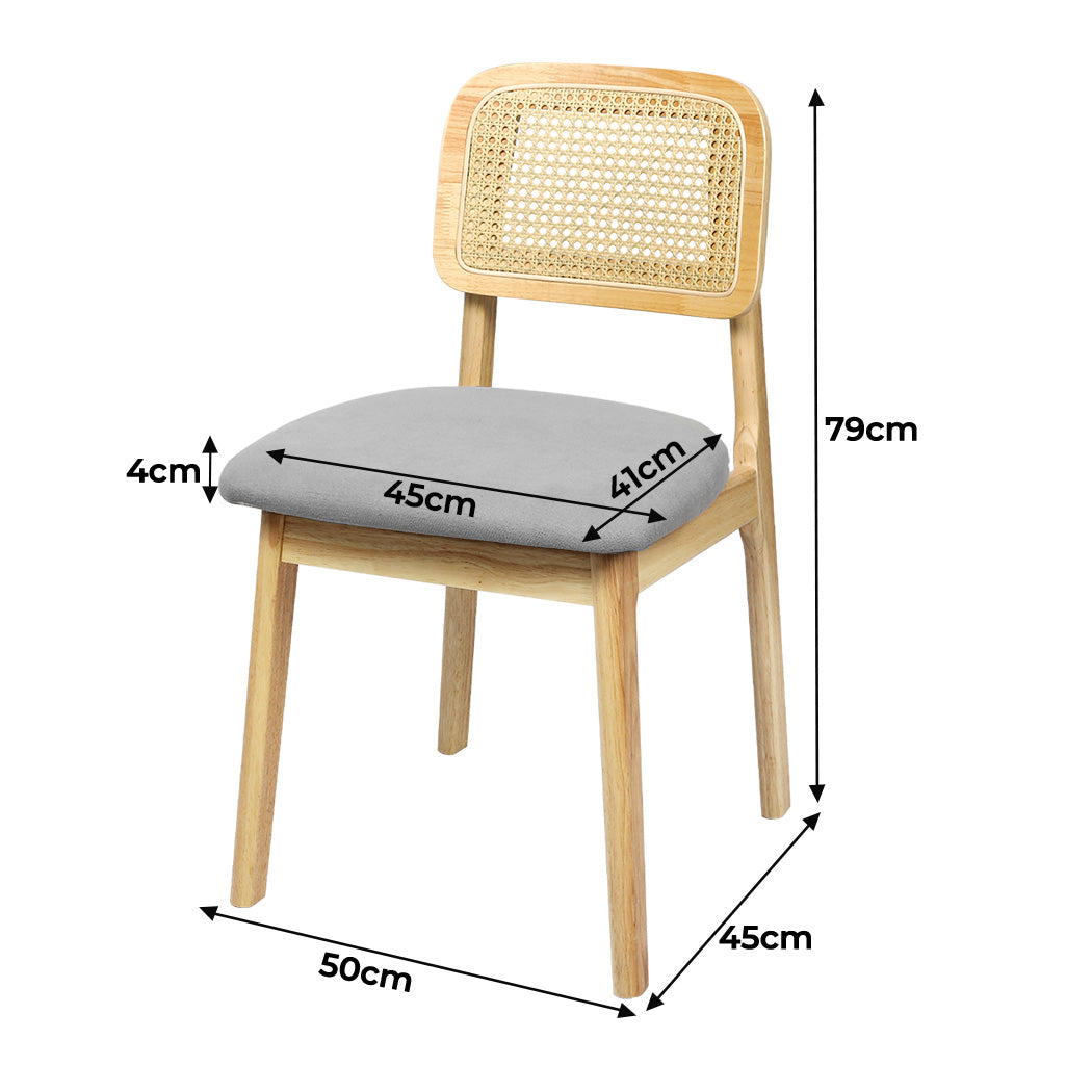 Levede 2x Dining Chair Wood Rattan Armless Natural-1937319814116806658