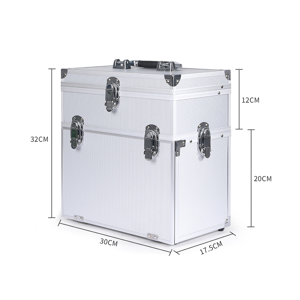 Cosmetic Makeup Case Aluminum Beauty Silver-1942353178720866306