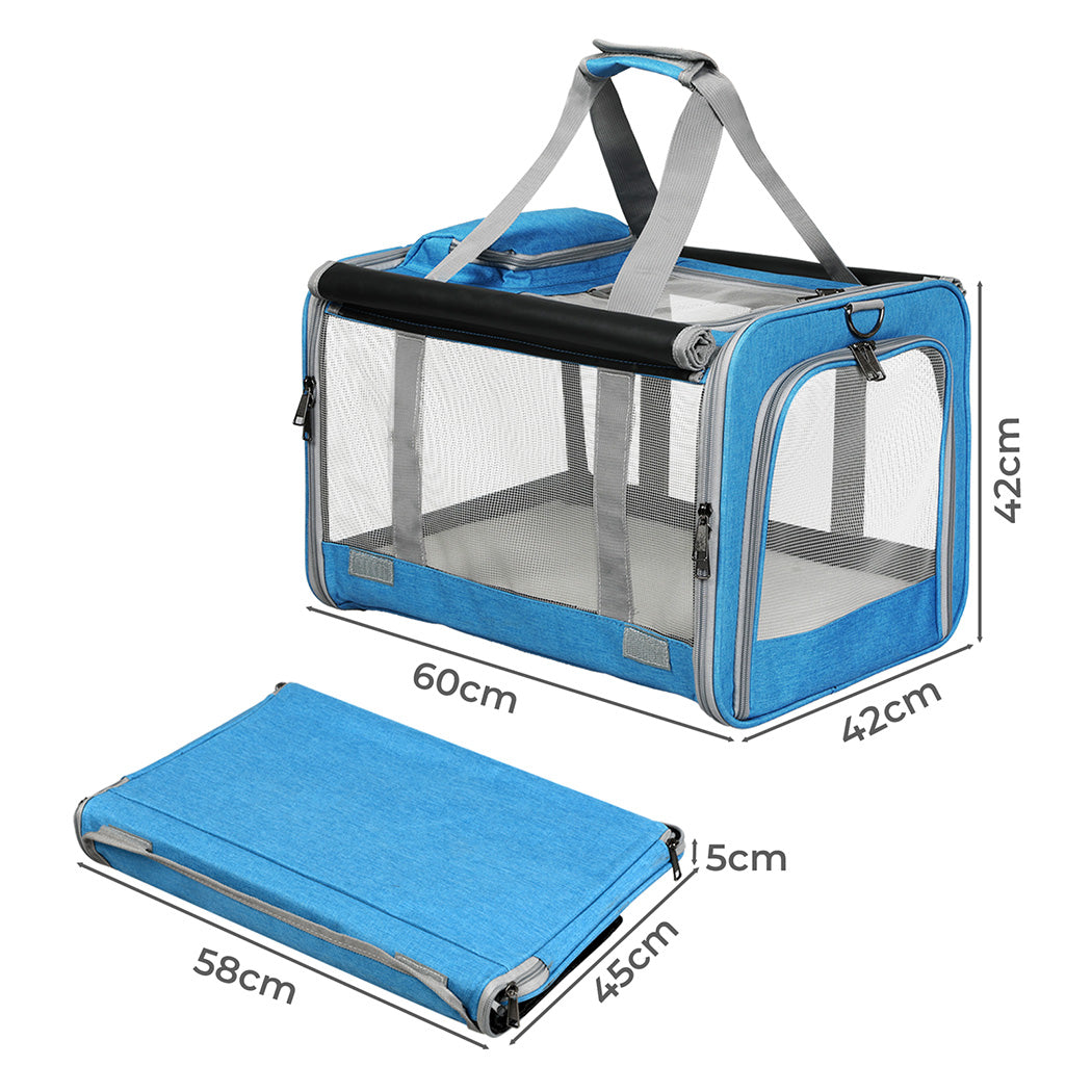 Pawz 3 in 1 Pet Soft Crate Dog Cat Carrier L Size Blue-1942353703617040386