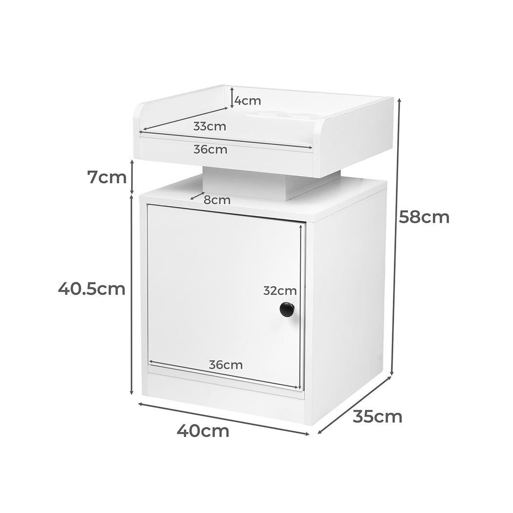 Levede Bedside Table USB Charger Outlet RGB White-1937319786434400258