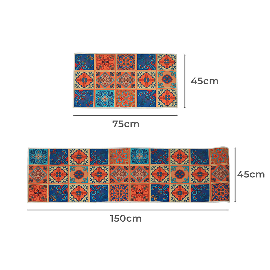 Marlow 2x Kitchen Mat Floor Rugs Area 45x150cm-1942353169854107650