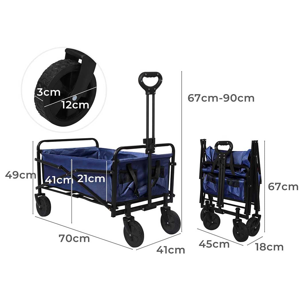 Lambu Garden Trolley Cart Foldable Picnic Blue-1942353759099293698