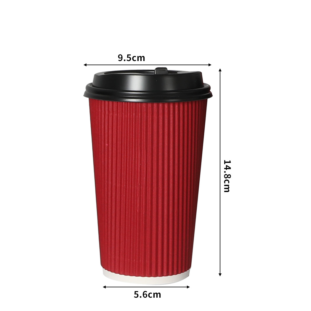100 Pcs 16oz Disposable Takeaway Coffee Red-1942353276968243202