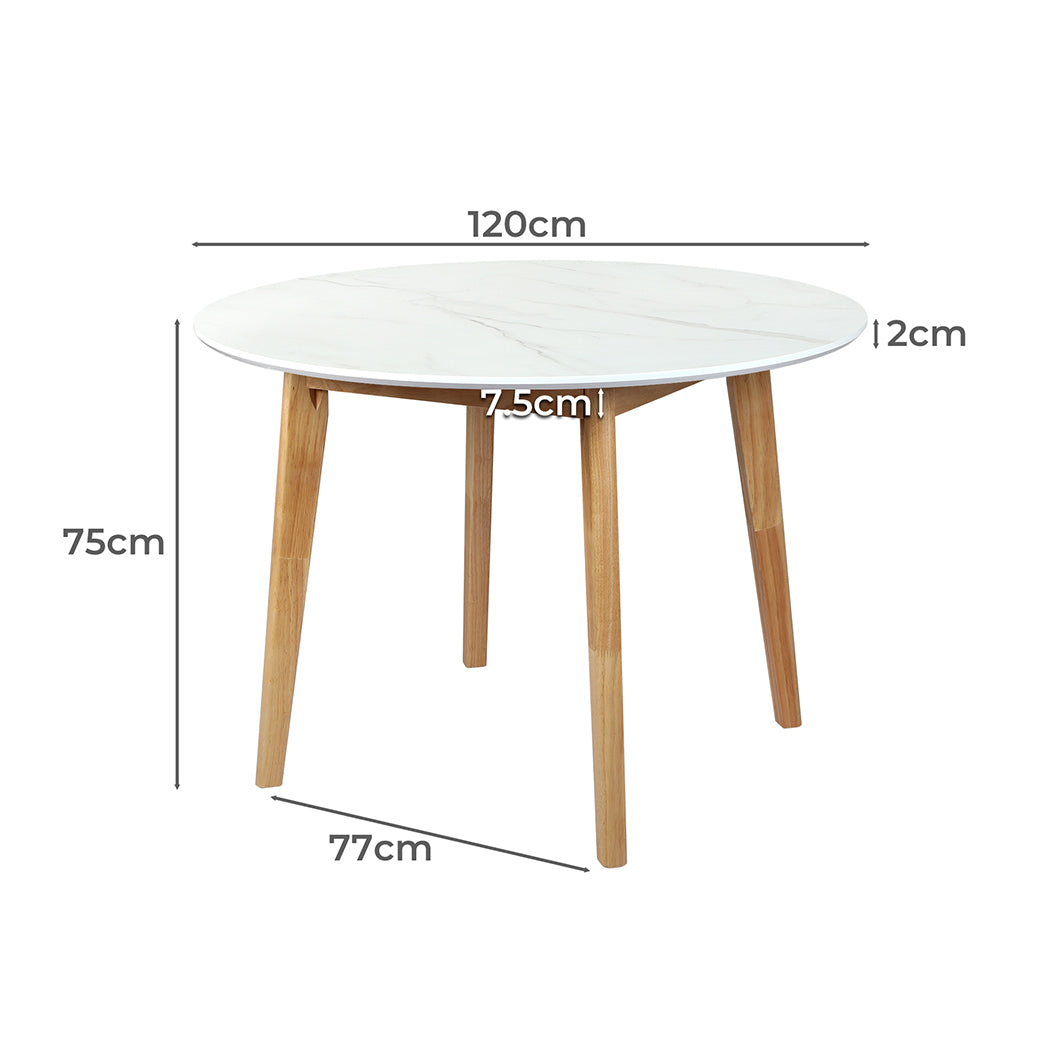 Levede Dining Table Round Rubberwood Base 120cm White 120 CM-1910113303879880706