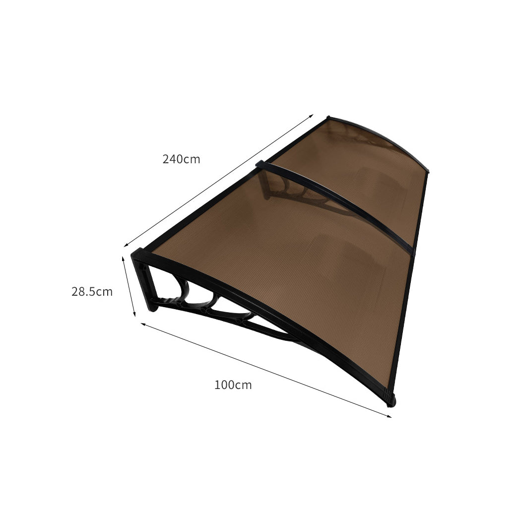 Mountview Window Door Awning Outdoor 1M X 2.4M Brown 1x2.4M-1942353017231773698