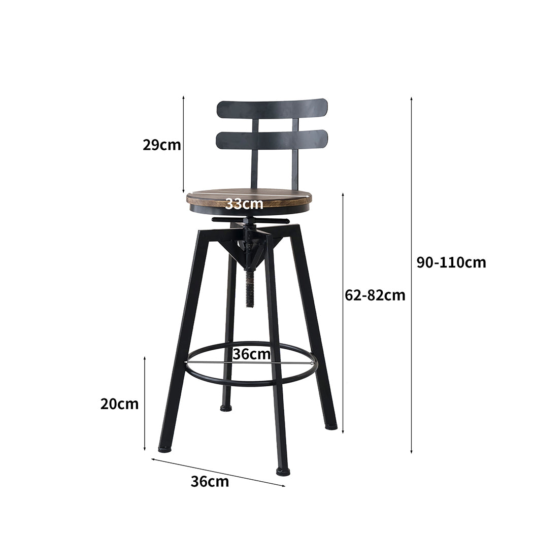 Levede 1x Bar Stool Industrial Adjustable-1910113242009702402