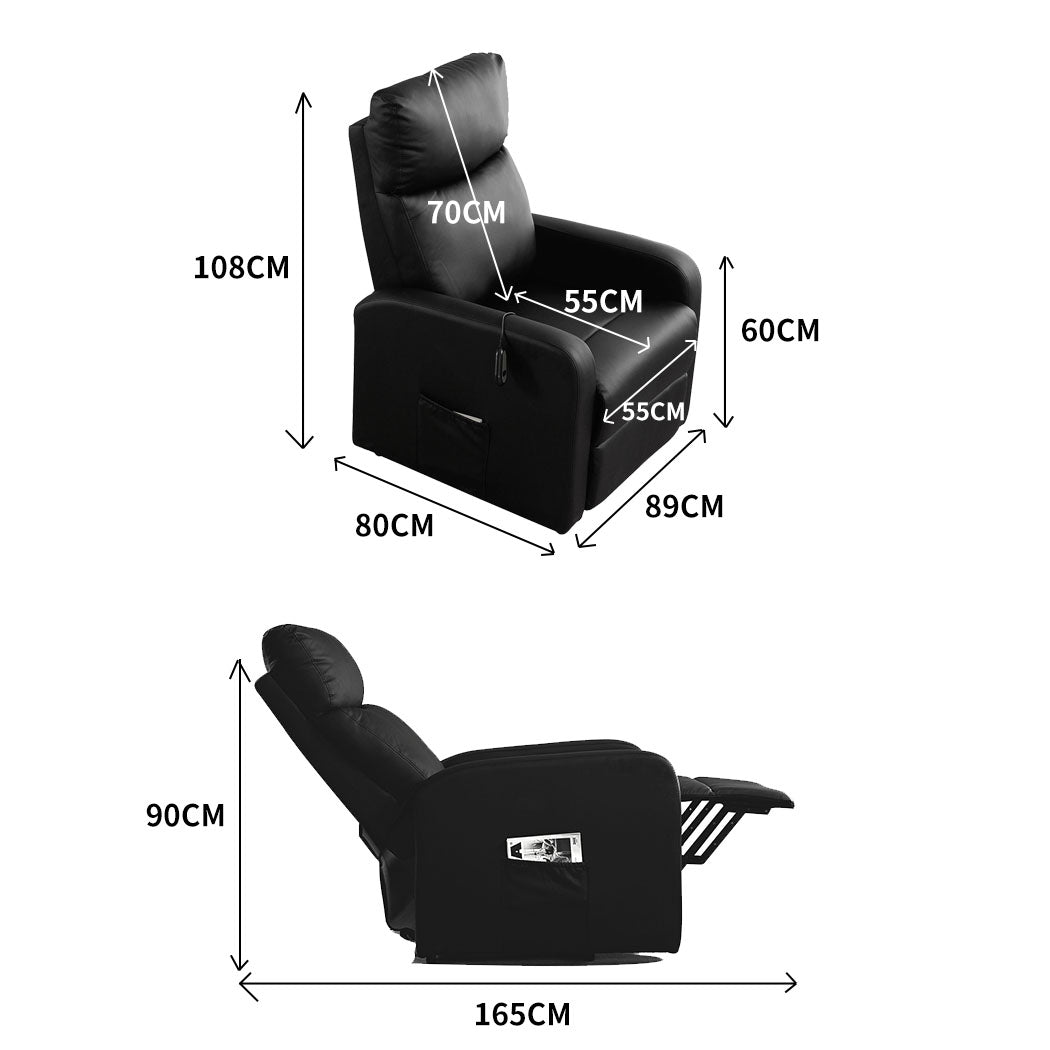 Levede Electric Massage Chair Recliner Black-1910112921929781250