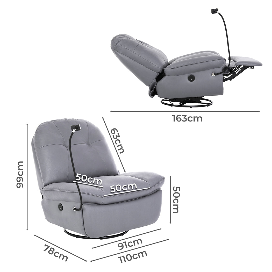 Levede Electric Chair Recliner Swivel Grey-1910112923443924994