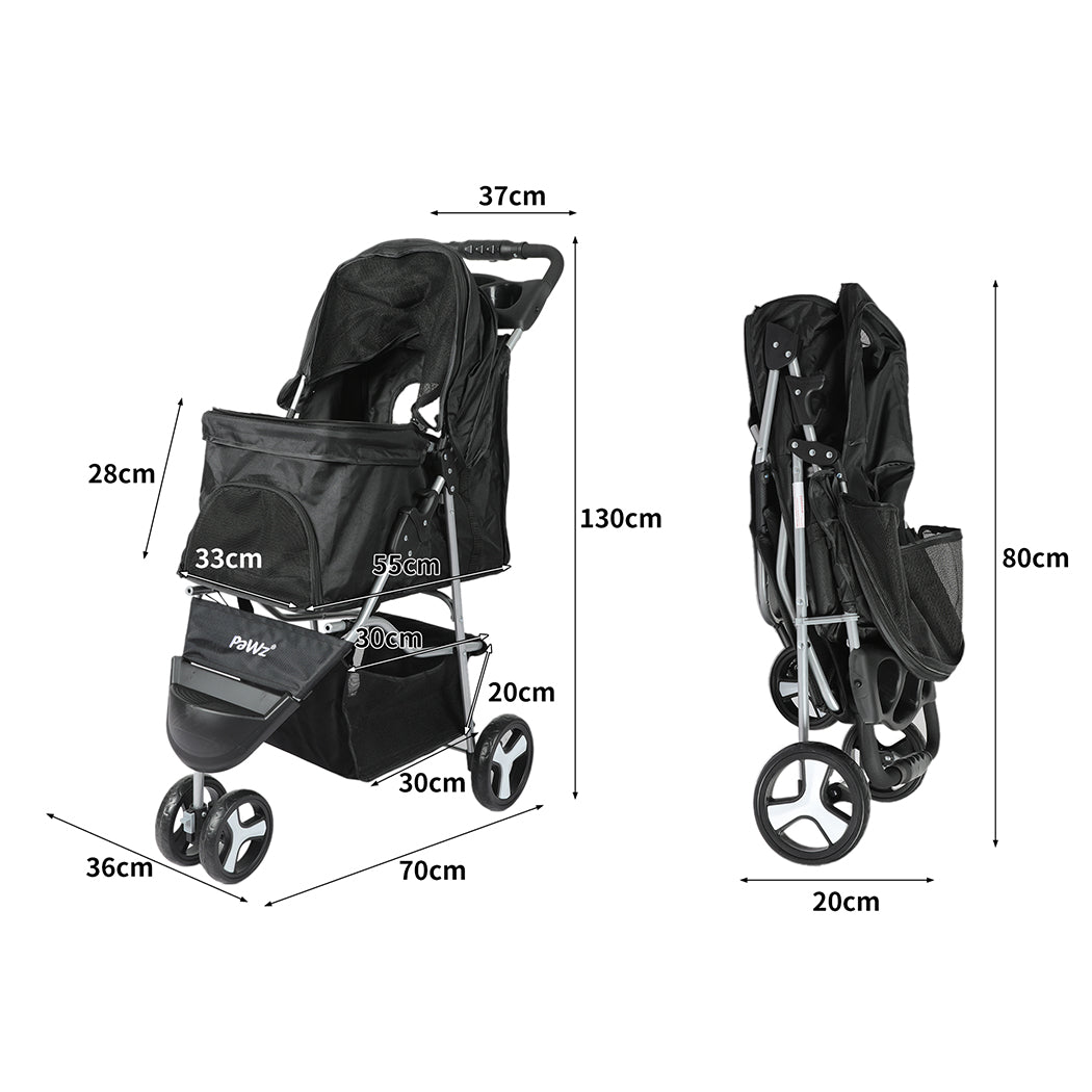 PaWz Large Pet Stroller Dog Cat Carrier Black-1942352819982045186