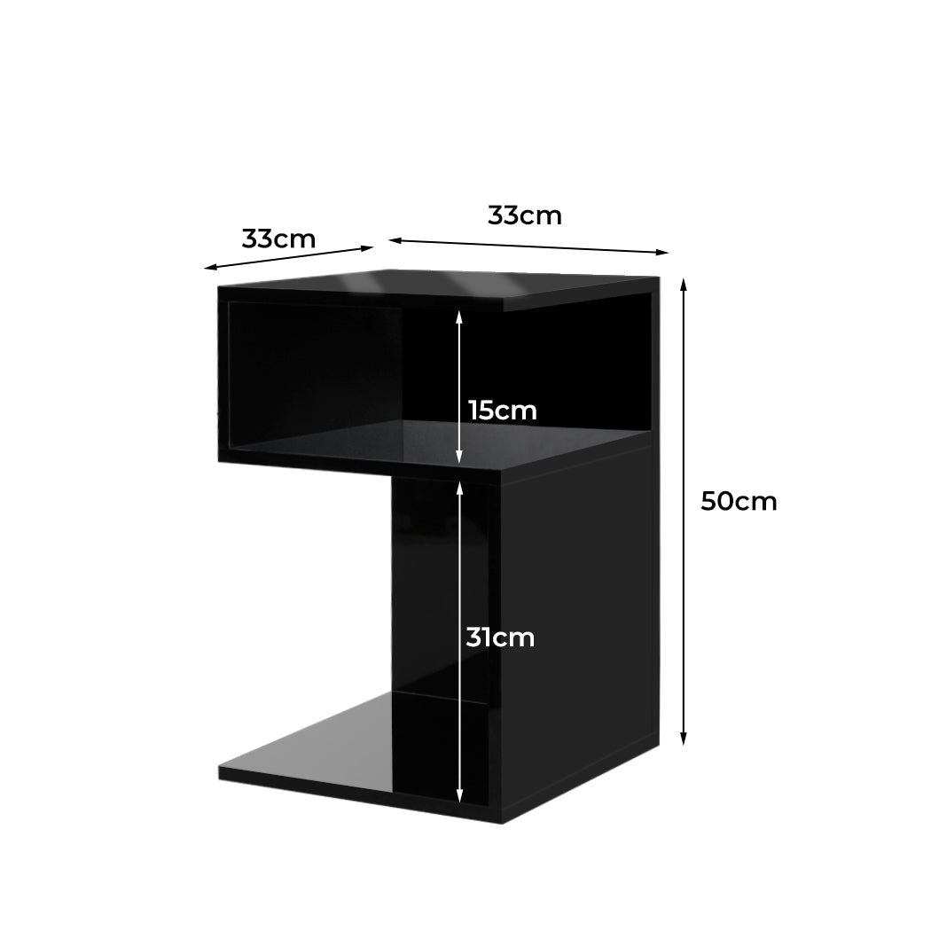 Levede 1xBedside Tables Drawers Side Black-1910112901423828994