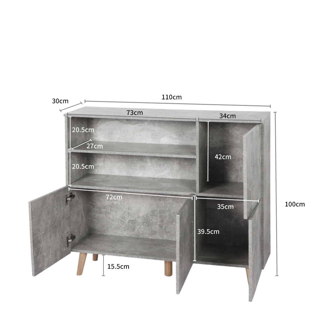 Levede Buffet Sideboard Storage Cabinet Grey-1917016726579580930
