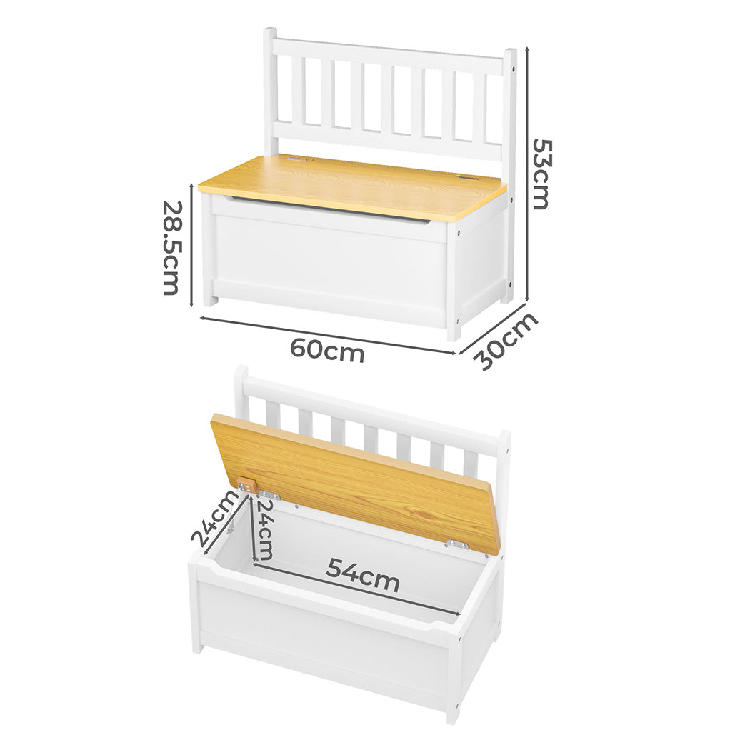Levede 2-In-1 Kids Toys Storage Bench Box Wooden Chair-1919278366339502082