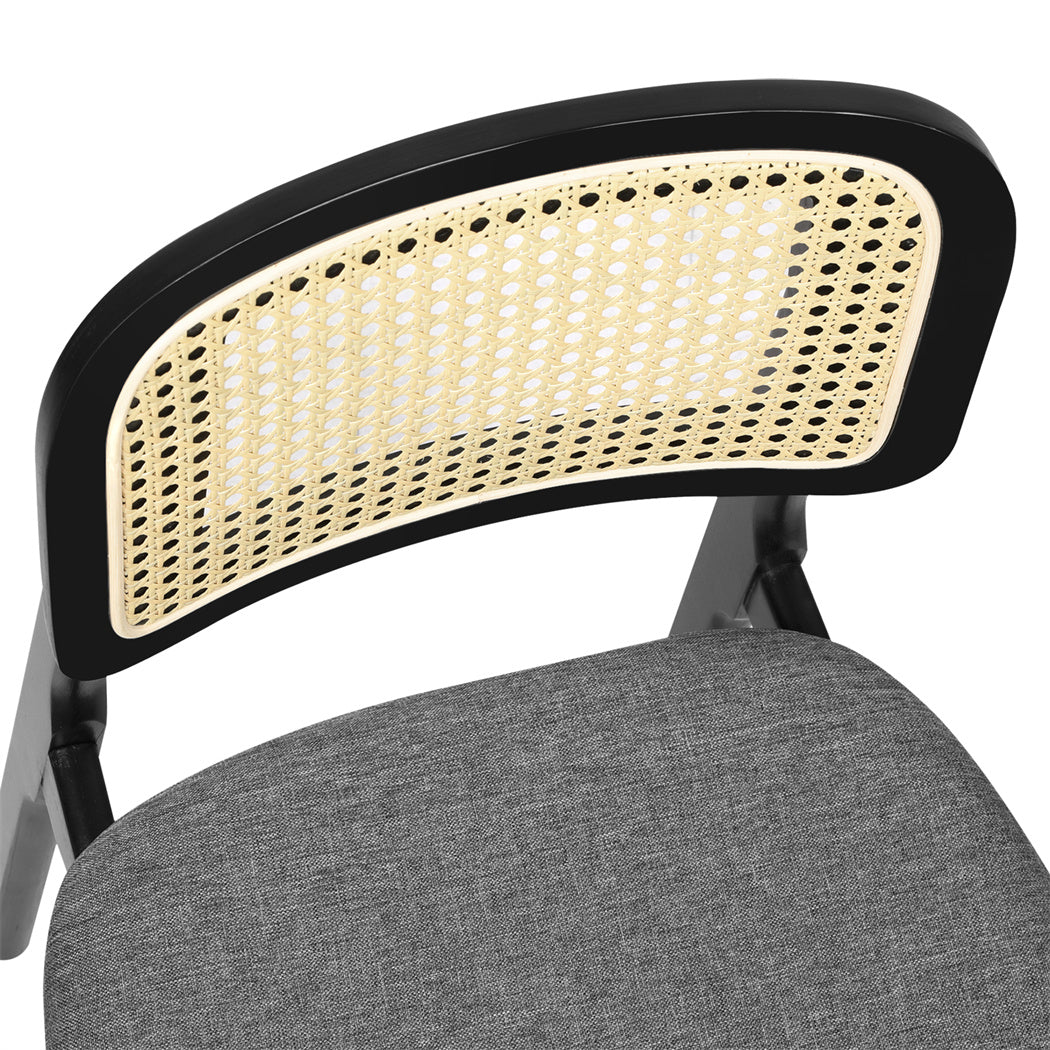 Levede 2x Dining Chair Wood Rattan Armless Black-1937319813961617411