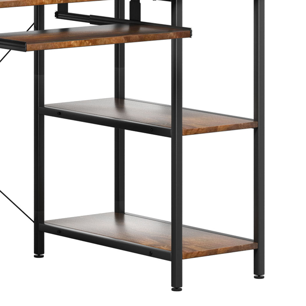 Levede Office Gaming Computer Desk Brown-1937319786035941379