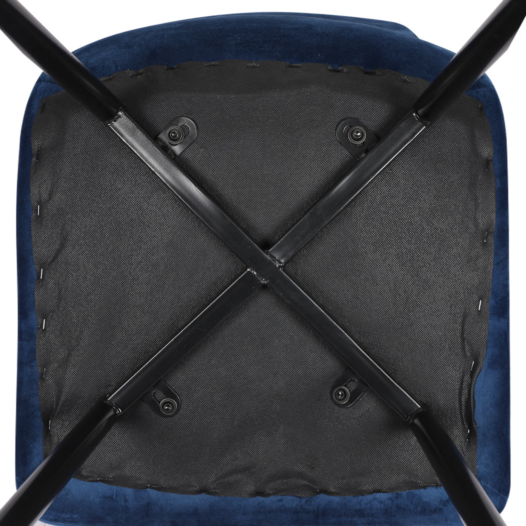 Levede 4x Dining Chairs Kitchen Velvet Blue-1910113287345934339