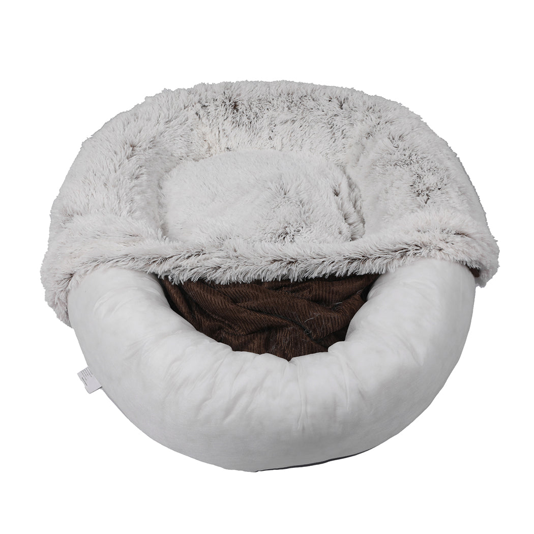 PaWz Pet Bed Cat Dog Donut Nest Calming M Coffee Medium-1942353070608486403
