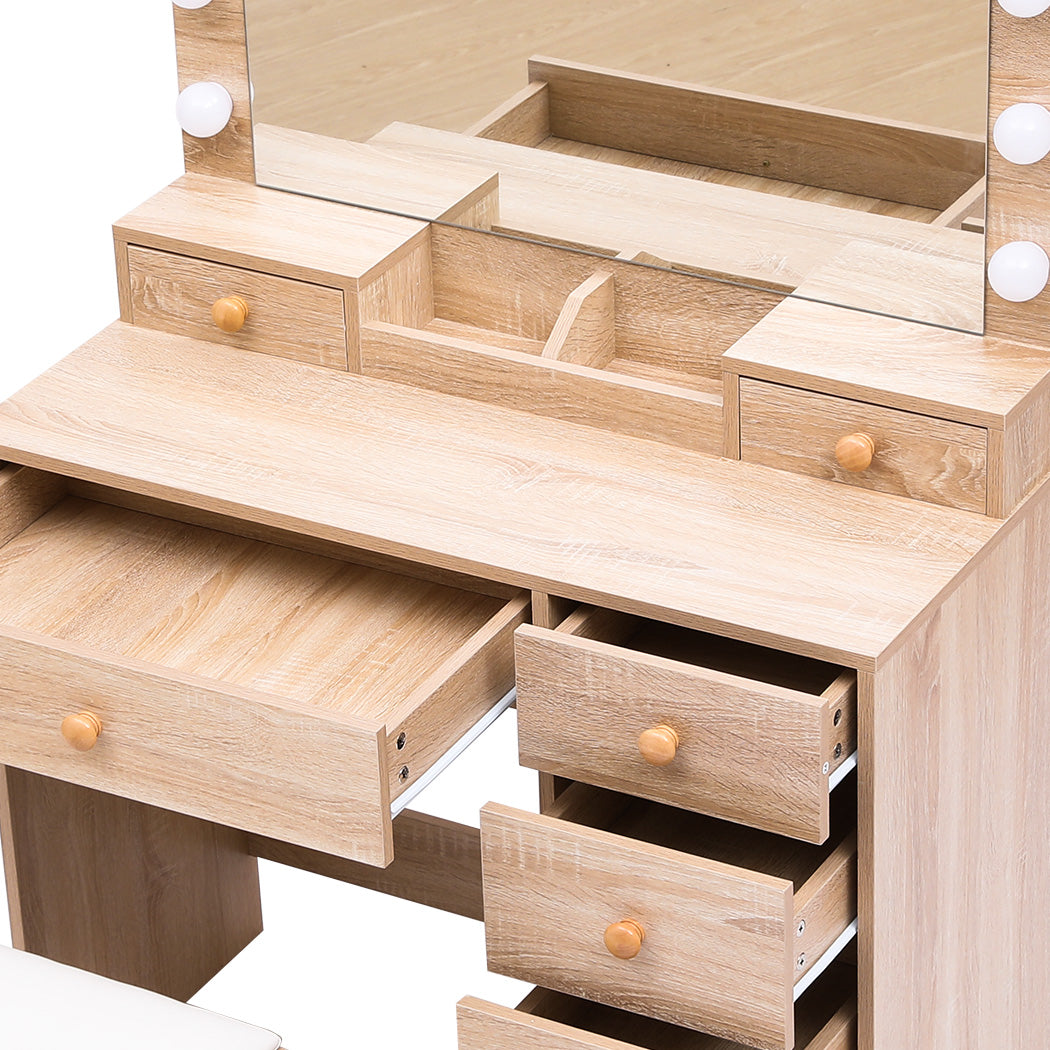 Levede Dressing Table Stool Set Oak-1917016716009934851