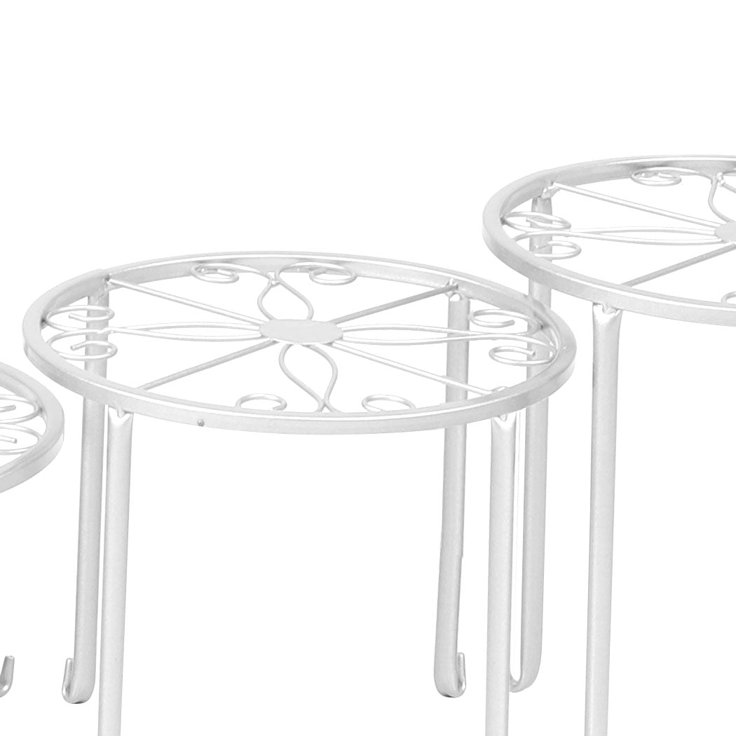 4 x Levede Metal Plant Stand Outdoor White-1942353738740142083