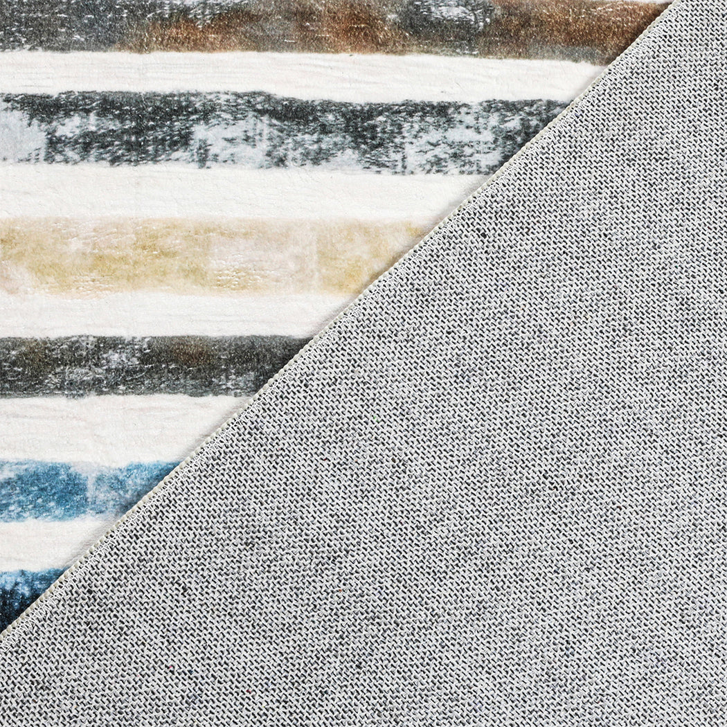 Marlow Floor Rug Short Pile Washable Carpet Soft Plush Non Slip Stripe 200x290-1942353626701893635