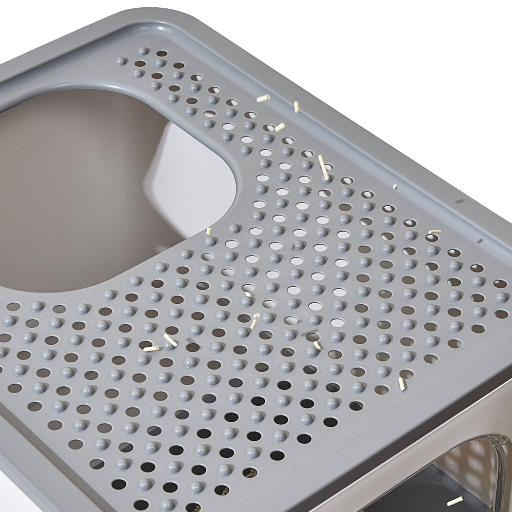 PaWz Cat Litter Box Fully Enclosed Kitty Grey-1942353064967147523