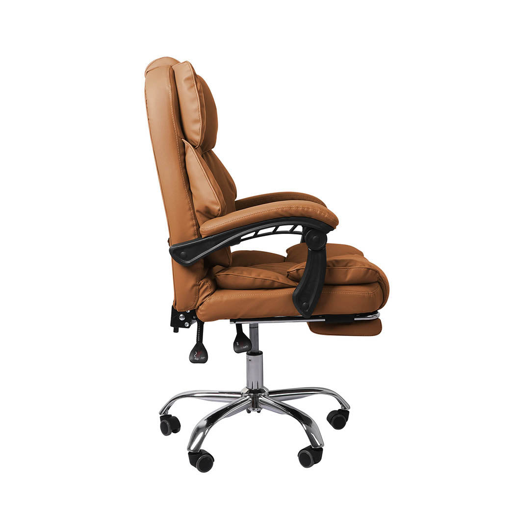 Levede Gaming Chair Office Computer Brown Footrest-1910112922684755971