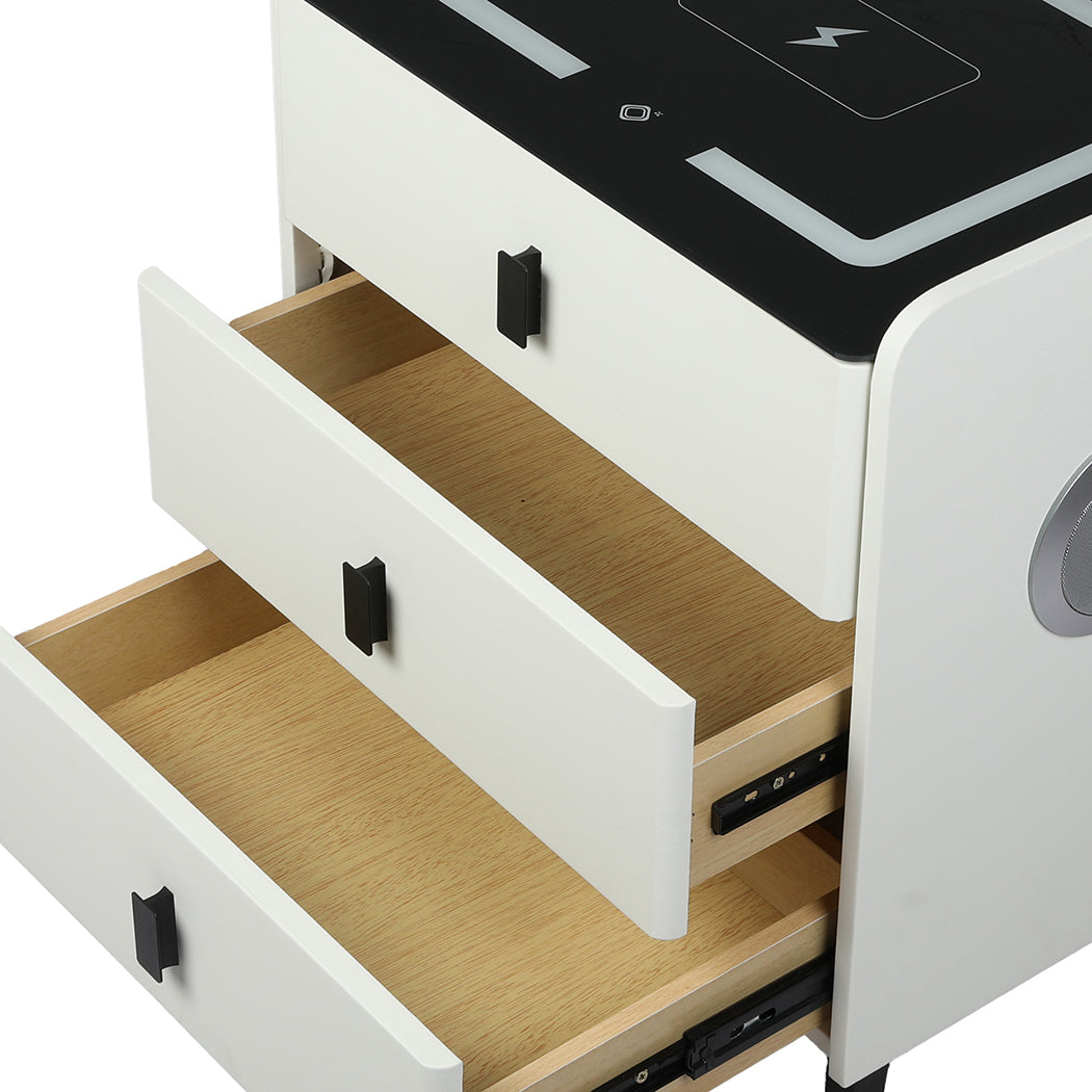 Levede Bedside Table LED Lights Drawers Storage-1937319786606366723