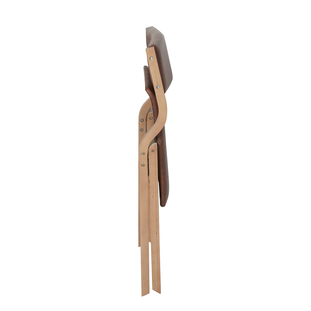 Levede 2x Dining Chairs Foldable PU Brown-1910113297194160131