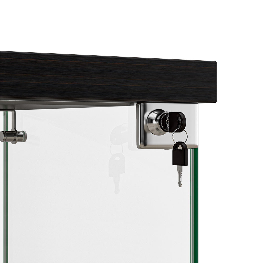 Stacked Display Cabinet Collection Storage Tempered Glass 2 Tier With Lock Black-1937319791488536579