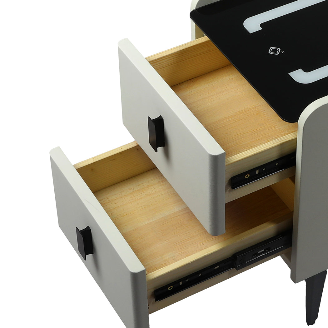 Levede Bedside Table LED Lights Drawers Storage-1937319786799304707