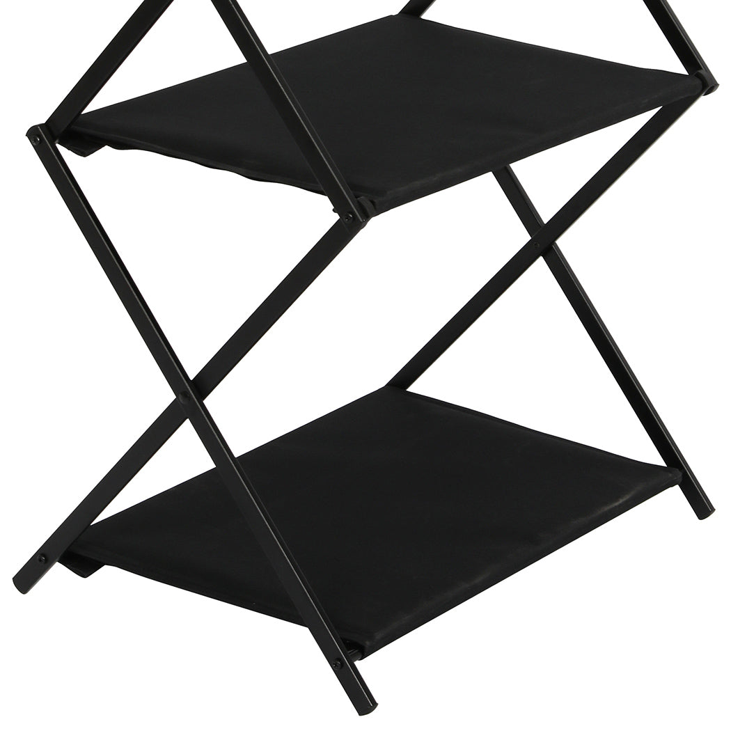 Levede Foldable Camping Storage Shelves 3 Layer with Hooks Black-1942352898612662275