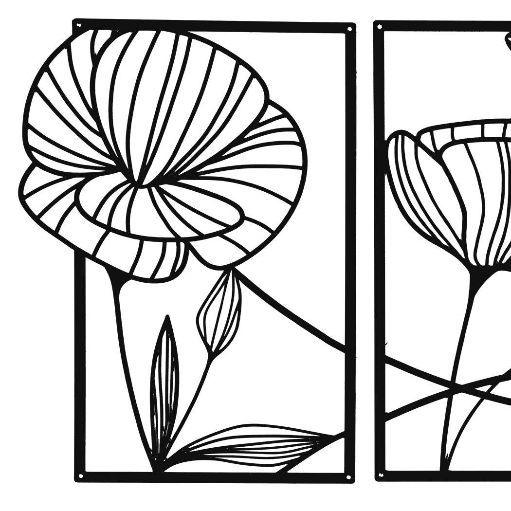 Yezi Metal Wall Art 4Pcs Floral Minimalist Line Decor-1942353710097240067