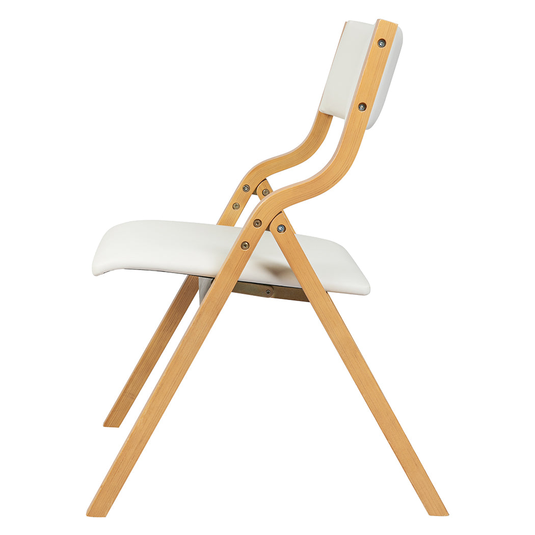 Levede 2x Dining Chairs Foldable PU Beige-1910113296992833539