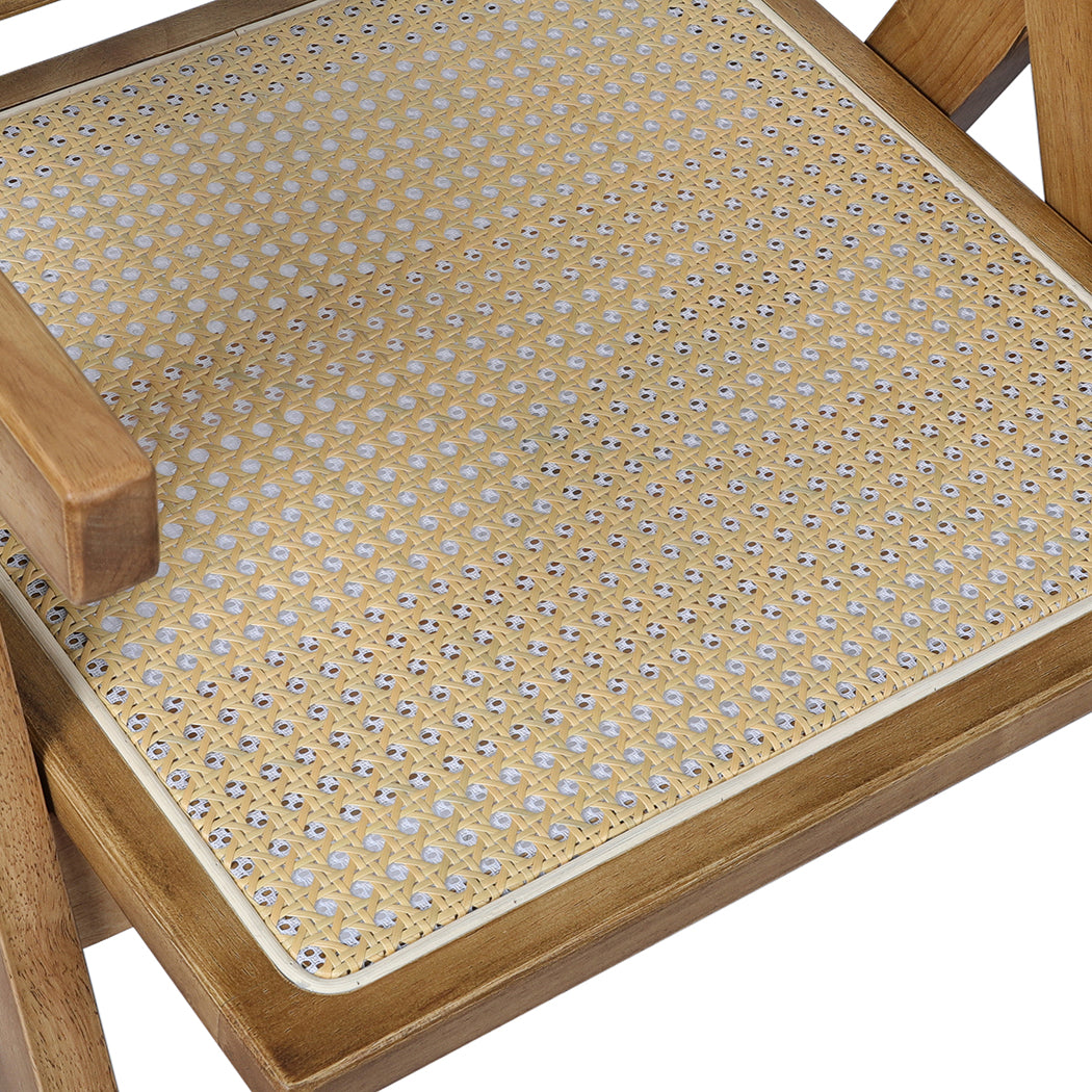 Levede 1x Dining Chair Solid Wood Rattan Natural-1910113298079158275