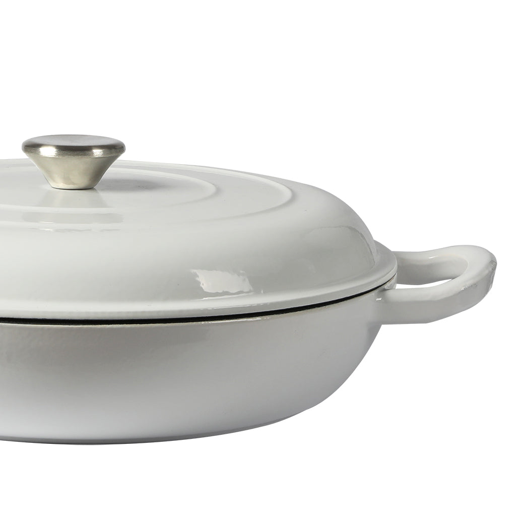 TOQUE 3.5L Enamel Dutch Oven Pan in White Colour-1942352919689039875