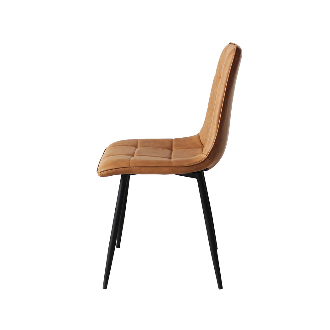 Levede 4x Dining Chairs Kitchen Chair Brown Faux Leather-1937319839714643971